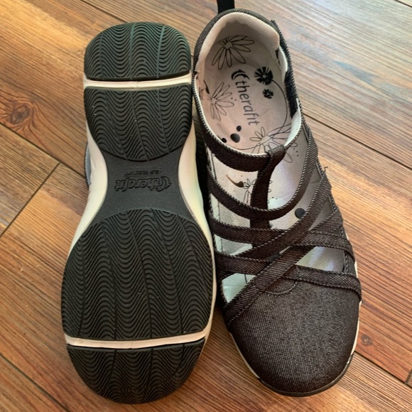 Therafit Danielle Comfort Black Denim Canvas Fabric Causal Shoes Wmn Sz 8.5-9 - Picture 6 of 12